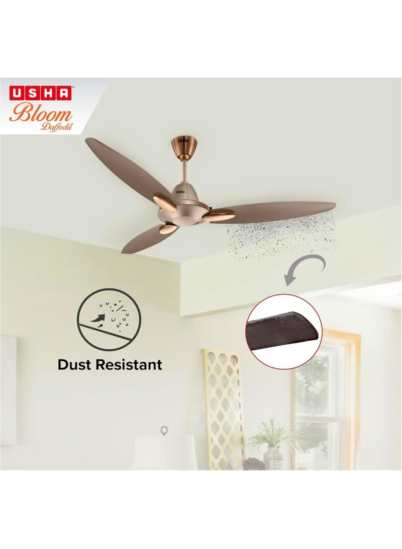 أوشا USHA Bloom Daffodil 1250mm|BEE Star Rated | Goodbye Dust Ceiling Fan | 2 Year Warranty | (Sparkle Golden and Brown) Pack of 1 - Image 2